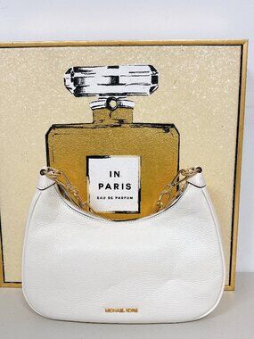 Michael Kors 35S2G4CW3L Cora Large Pebbled Leather Chain-Link Crossbody Bag